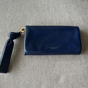Tory Burch Wristlet Wallet in rich Navy Blue